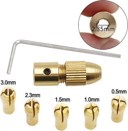 LUCHSHIY 7er Set Multifunktionale Micro Bohrmaschine Chuck Clamp aus Messing, 2,35 mm Bohrer Klemme Kopf Ersatz