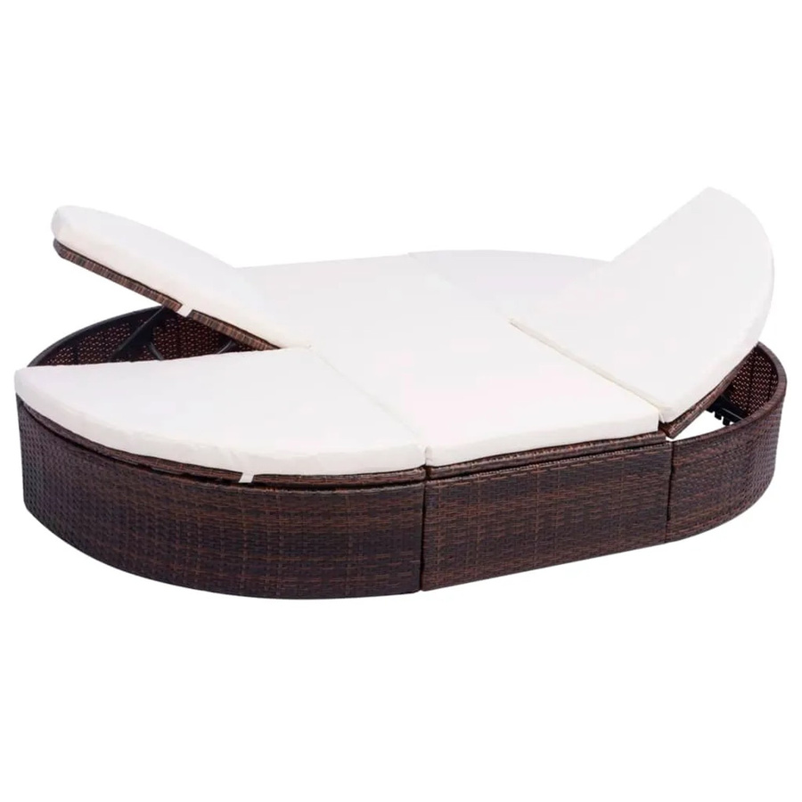 vidaXL Outdoor-Loungebett aus braunem PE-Rattan mit verstellbarer Kopfstütze und Kissen - Bild 2