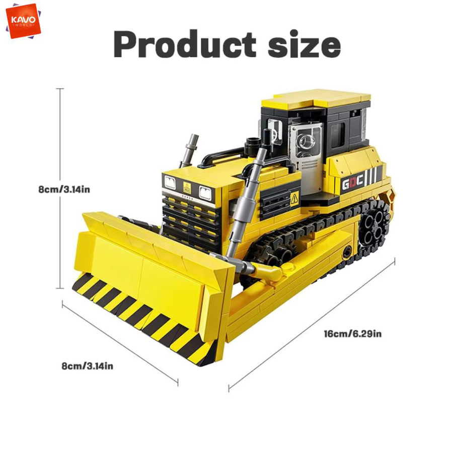 KAVOWORLD City Engineering Gelbes Bulldozer-Baufahrzeug, Bausteine-Set, 408 Teile - Bild 5