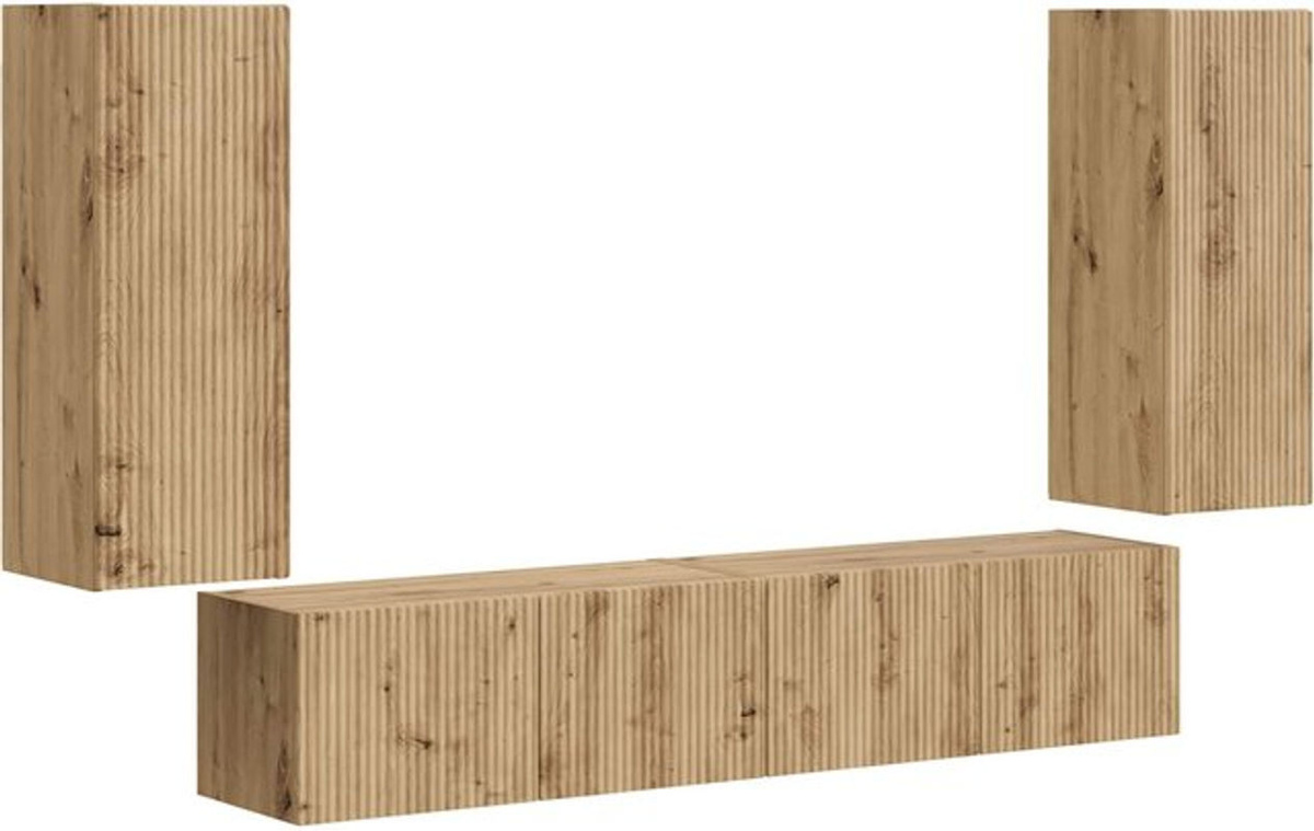 vidaXL TV-Wandregal-Set aus 4 Teilen in Artisan-Eiche und Beige im modernen minimalistischen Design - Bild 1
