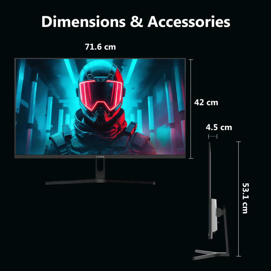 Z-EDGE 32 Zoll Gaming-Monitor in Schwarz mit 200Hz, 2K QHD Auflösung, IPS-Panel, 1ms MPRT, HDR10 und Freesync - Bild 3