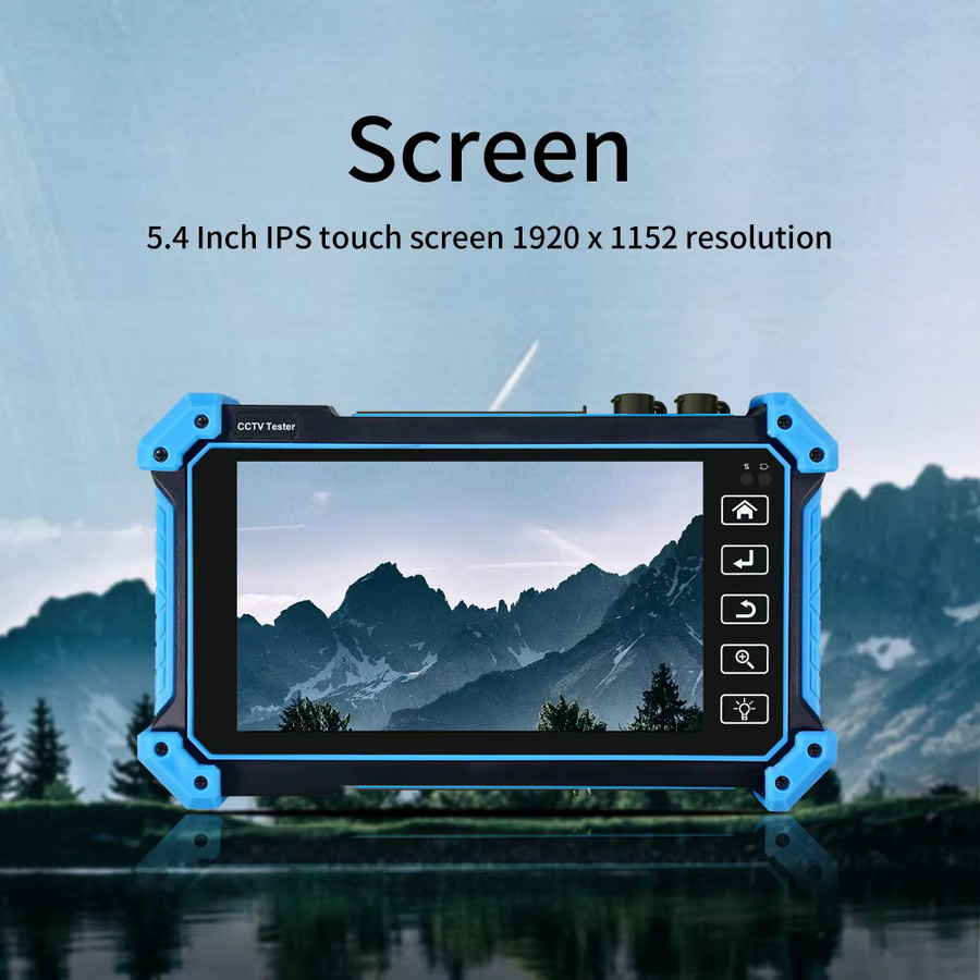 POMIACAM 5,4 Zoll IPS 8K H.265 IP und 8MP Koax Kameratester mit PoE ONVIF TDR AHD HDMI VGA Eingang für CCTV Diagnose in Blau - Bild 2