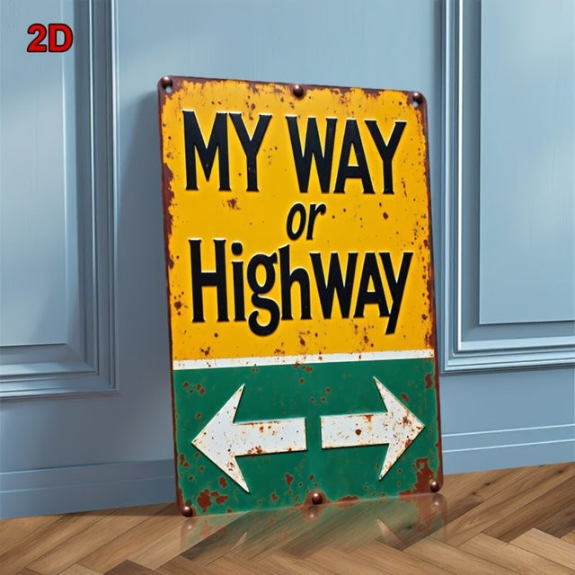 HELLOYOUNG Retro-Metallschild My Way or the Highway mit Pfeil, Wandbild in Mehrfarbig, B/H: 30 x 20 cm - Bild 1