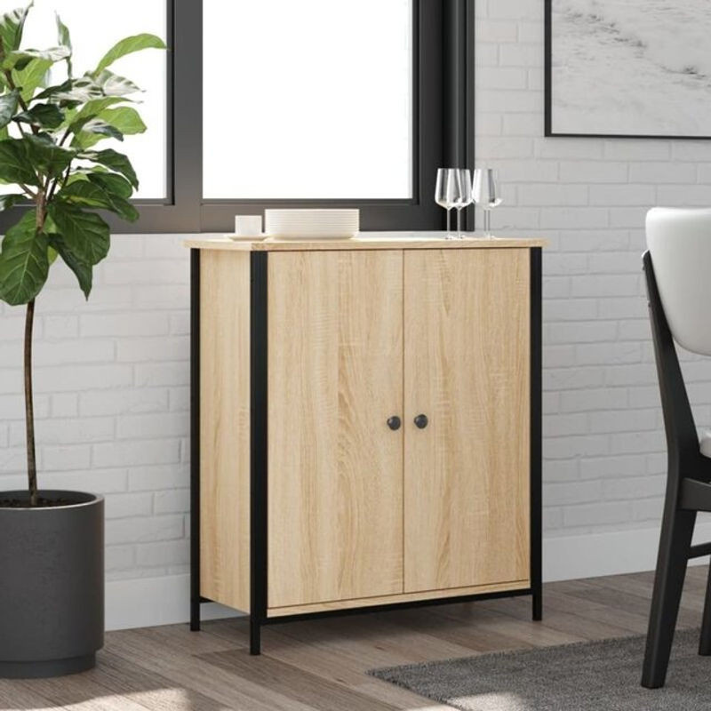 Sideboard Vidaxl in Sonoma-Eiche Natur und Braun aus Holzwerkstoff und Stahl, B/T/H: 70 x 30 x 80 cm - Bild 1