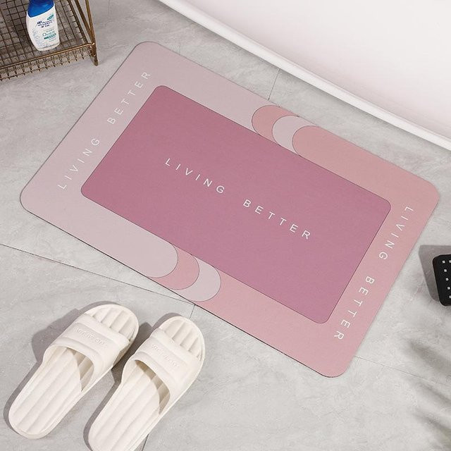 Saugfähige und rutschfeste Kieselgurmatte für Badezimmer und Küche, Pink, B/T: 60 x 40 cm - Bild 1