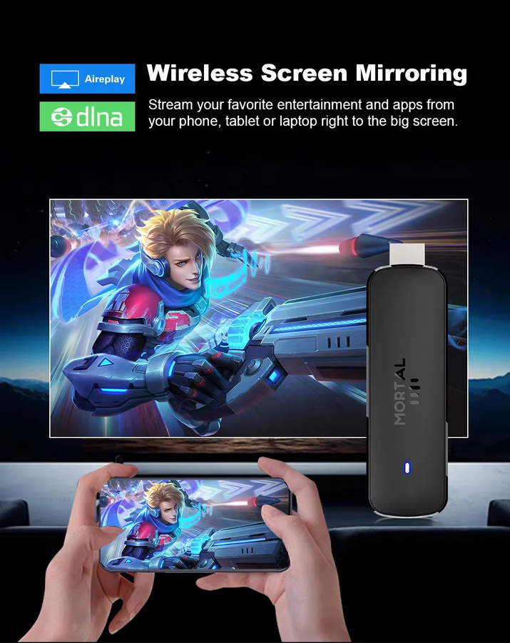 Janmifly Q8 4K HD TV-Stick mit Android 14.0, RK3518 Quad-Core, Dual-Band WLAN 2,4G/5,8G, Bluetooth 5.0 und Sprachsteuerung, Schwarz - Bild 5