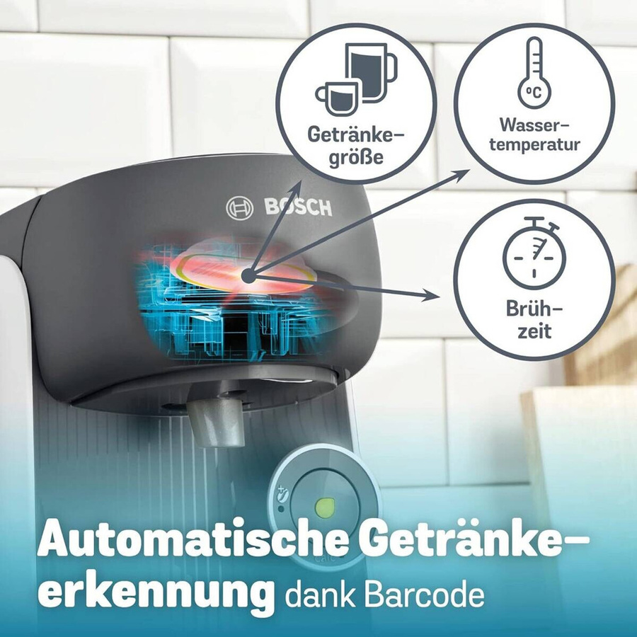 Bosch Tassimo Finesse TAS16B4 Kapselmaschine in Weiß-Grau aus Kunststoff, B/H/T: 15,7 x 26,5 x 36,6 cm - Bild 1