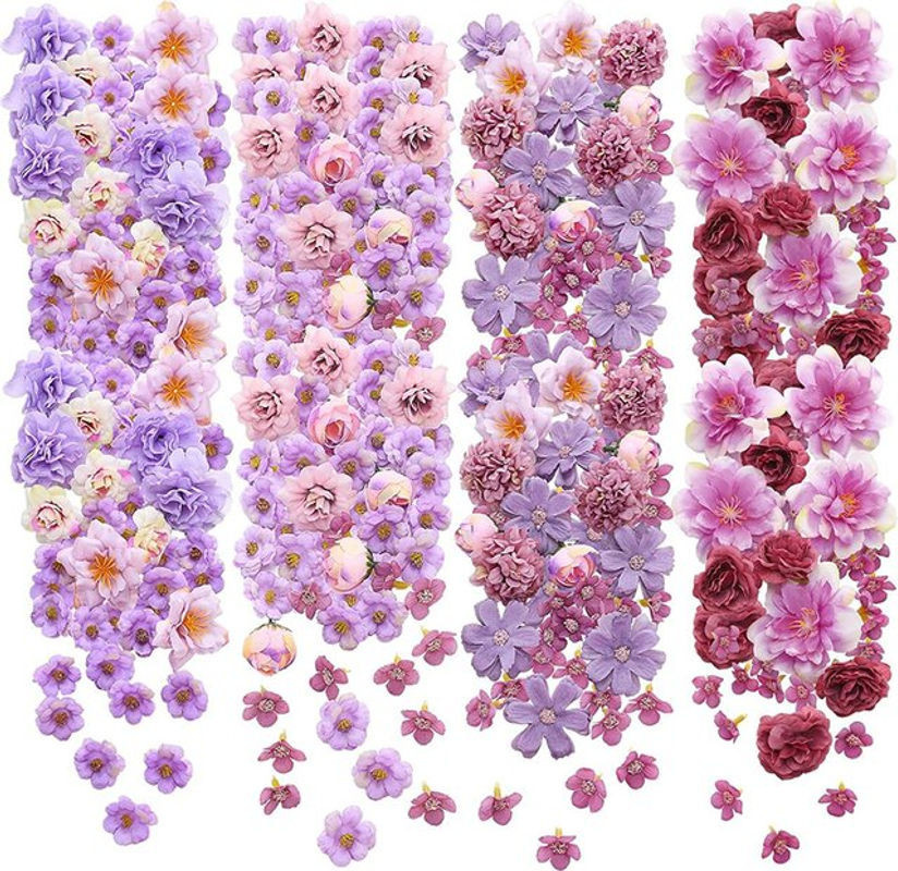 24 Stück künstliche Pfingstrosen-Blumenköpfe aus Textil in Rosa und Mehrfarbig für Hochzeitsdekoration und Bastelarbeiten - Bild 1
