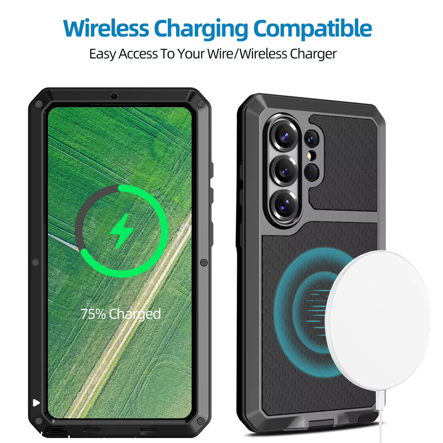 Robuste und sturzsichere Handyhülle aus Aluminiumlegierung für Samsung S26 Ultra, S25, S24, S23 in Schwarz - Bild 2