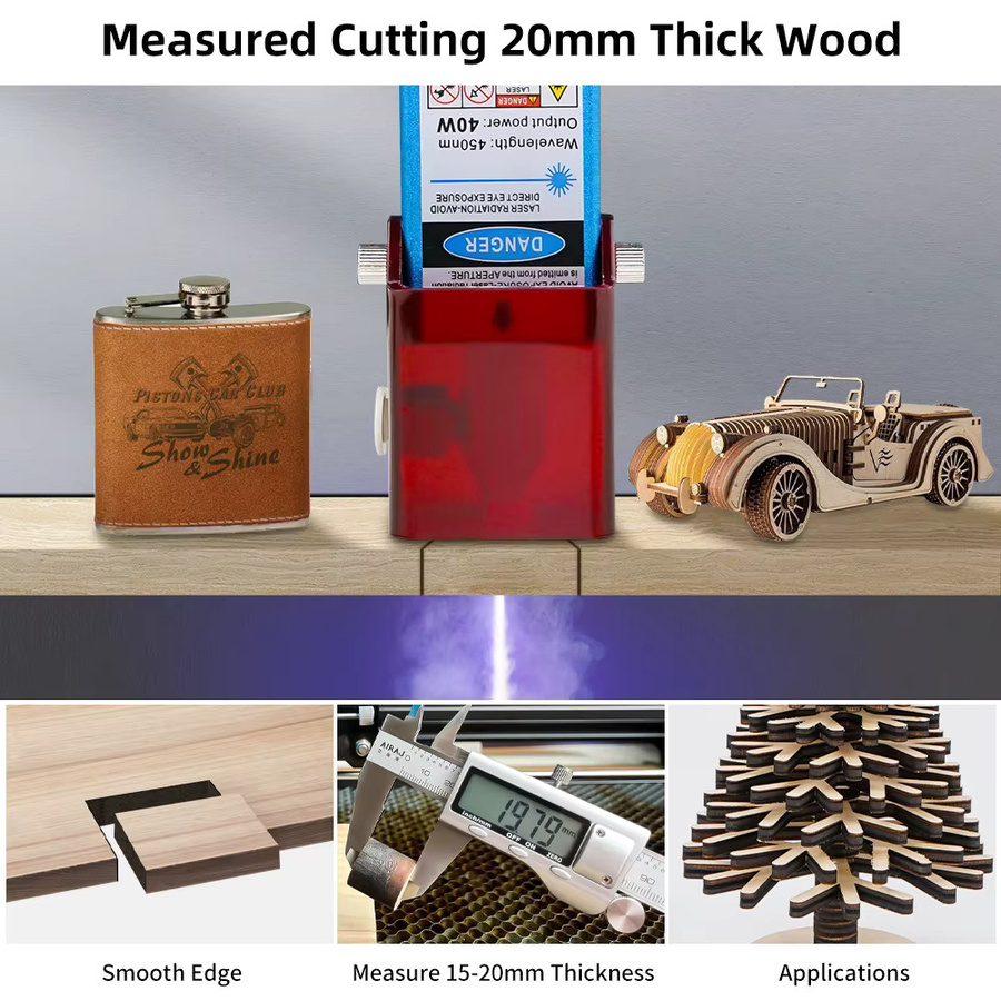 JEEL 80W Lasermodul mit Luftunterstützung, 450nm blauer Laserkopf für CNC-Laserschneidemaschinen und Holzbearbeitung - Bild 2