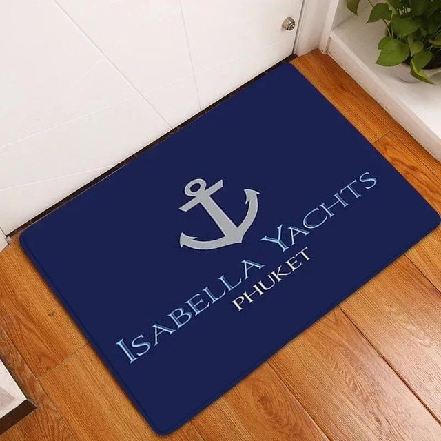 Wucifang Jewelry Fußabtreter mit Anker-Motiv in Marineblau und Weiß, rutschfest und waschbar, B/T: 60 x 40 cm - Bild 1