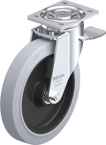 Blickle Lenkrolle LH-POEV 250K-ST-SG mit Feststeller in Schwarz-Grau, Rad-Durchmesser: 25 cm, Tragfähigkeit: 600 kg - Bild 1