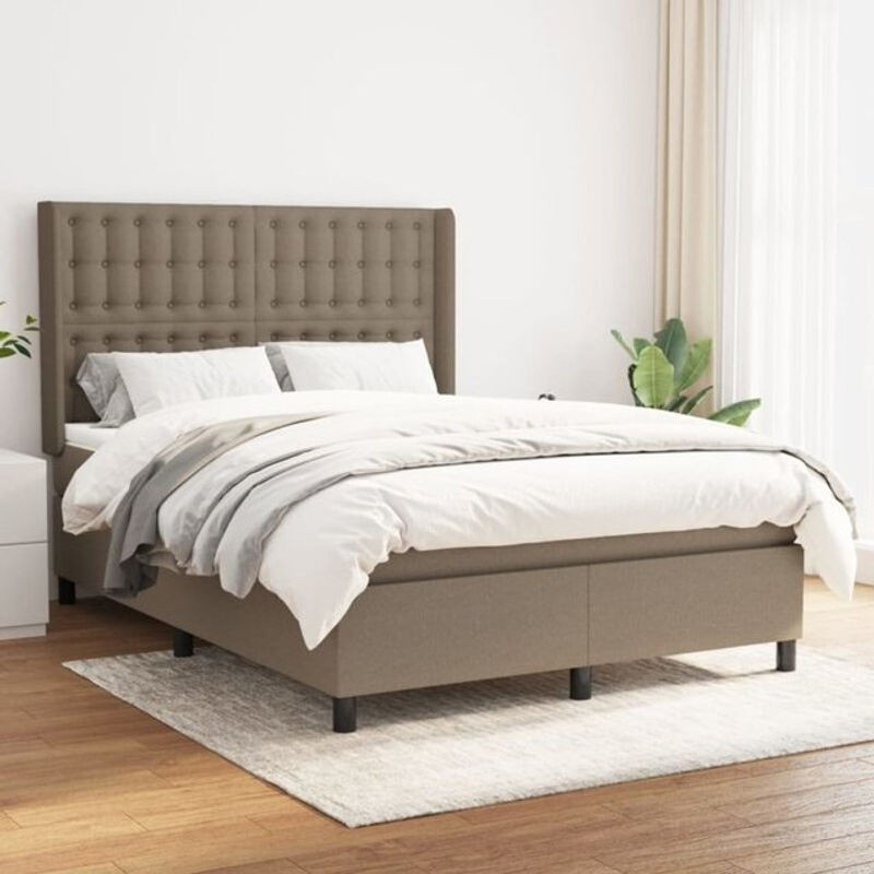 Vidaxl Boxspringbett mit Matratze in Taupe meliert aus Stoff, B/T: 140 x 200 cm - Bild 1