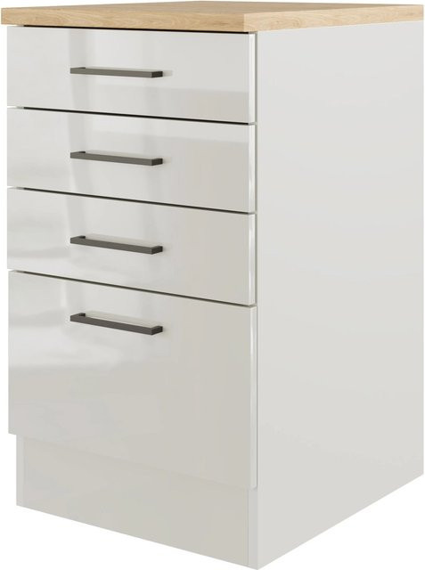 Flex-Well Küchenunterschrank Lund Schubkastenschrank in Rauchgrau glänzend B/T/H: 50 x 35 x 85 cm - Bild 1