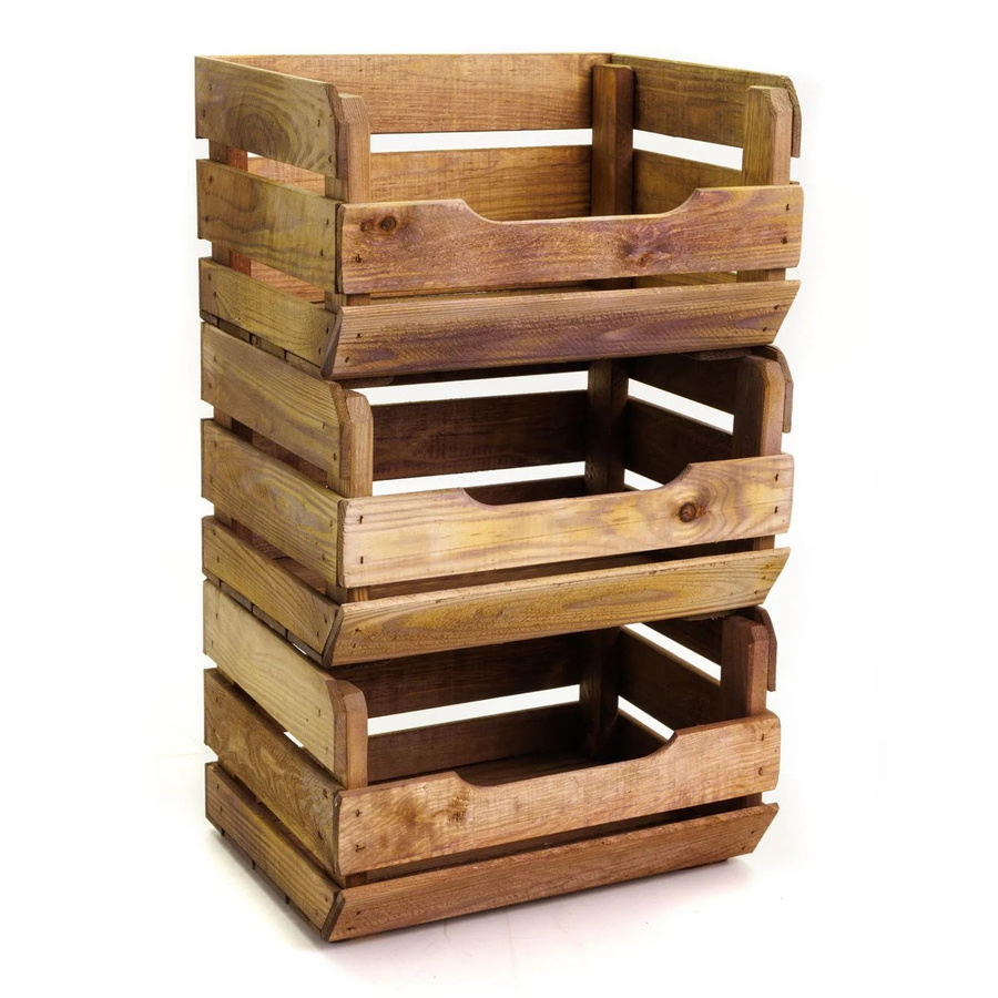 HolzFee Obst- und Gemüsekiste aus Kiefernholz, stapelbare Holzkiste in Braun, B/T/H: 66,0 x 40,0 x 30,0 cm - Bild 2