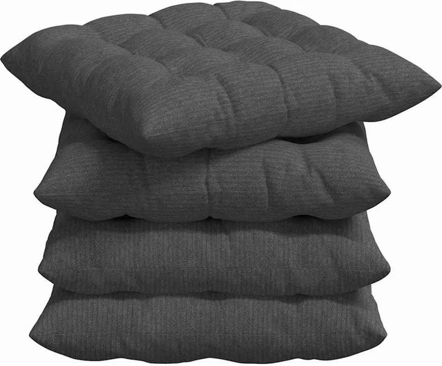 vidaXL Sitzkissen 4er Set aus Cordstoff in Dunkelgrau, B/T/H: 40 x 40 x 6 cm - Bild 1