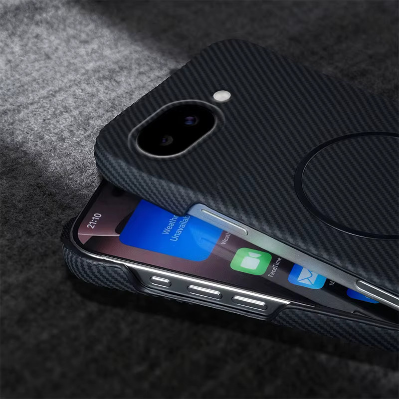 MagSafe kompatible Schutzhülle mit Kevlar Carbonfaser-Textur für Google Pixel 10A, Pixel 10 und Pixel 9 Pro XL, Rahmenlose PC-Hartschale in Schwarz oder Grau - Bild 1