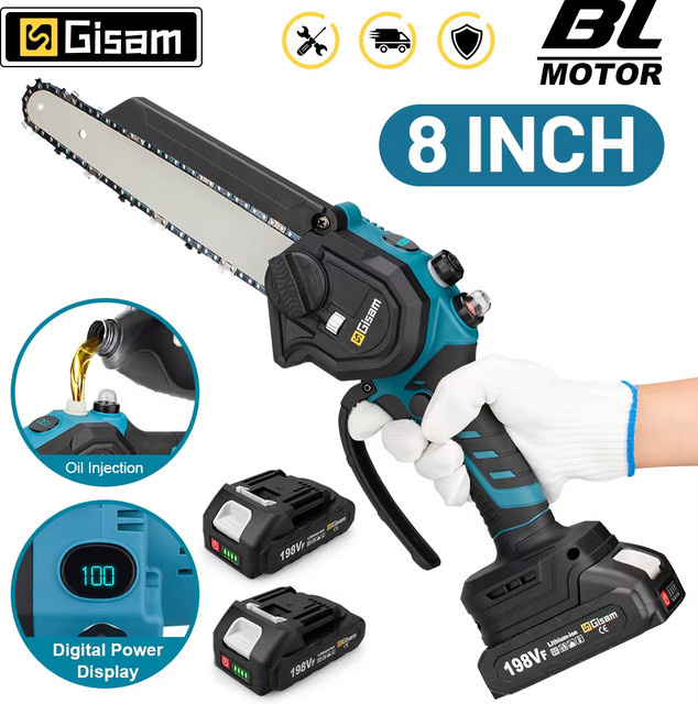 GΣ 8 Zoll bürstenlose Akku-Kettensäge in Blau für Makita 18 V Akku - Bild 1