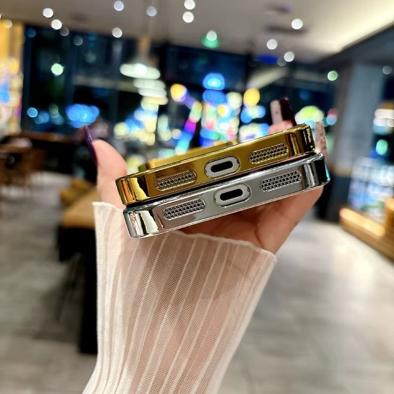 Stoßfeste iPhone Handyhülle mit integriertem Make-up-Spiegel in Gold für verschiedene iPhone Modelle - Bild 2