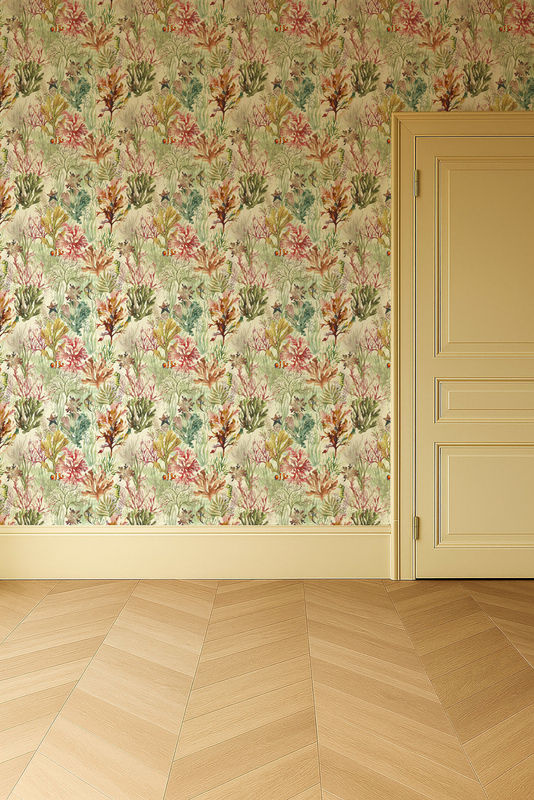 Clarke & Clarke Wallpaper Oceana Coral mit floralem und maritimem Design in Pink, Green und Multicolour als Vlies Tapete - Bild 2