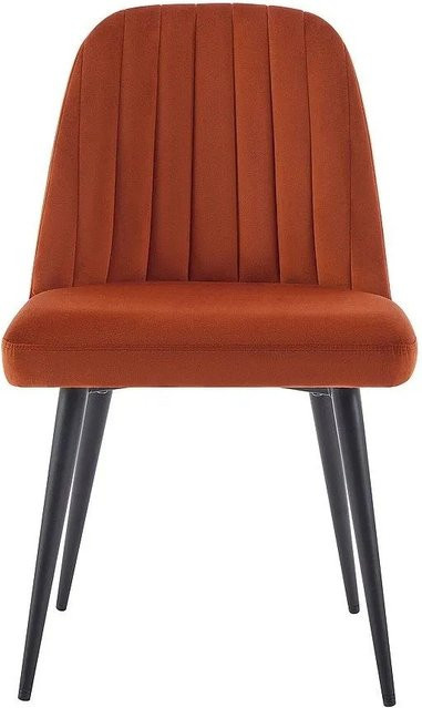 Vente-unique Eleana Stuhl aus Samt in Terracotta mit Metallgestell - Bild 1