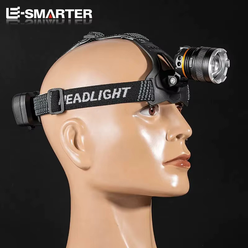 ESMARTER Wasserdichte LED Stirnlampe mit Zoom-Funktion und wiederaufladbarem Akku in Schwarz - Bild 2