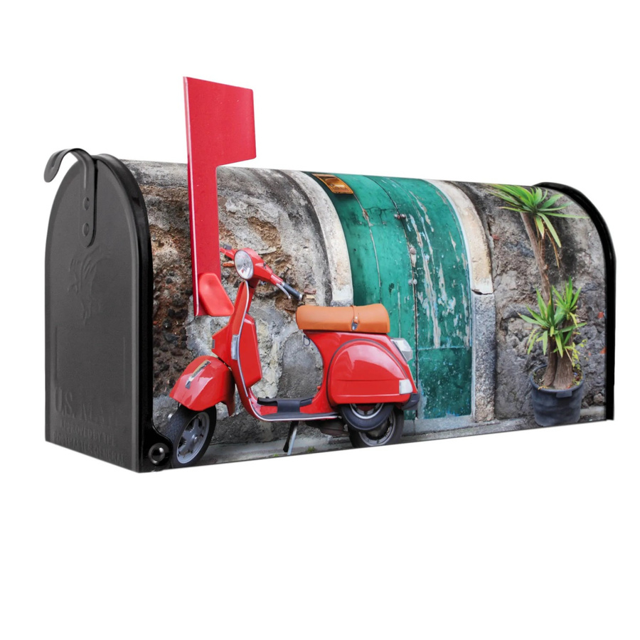 Banjado Amerikanischer Briefkasten Schwarz mit Motiv Italienischer Roller, B/T/H: 48 x 22 x 16 cm - Bild 2