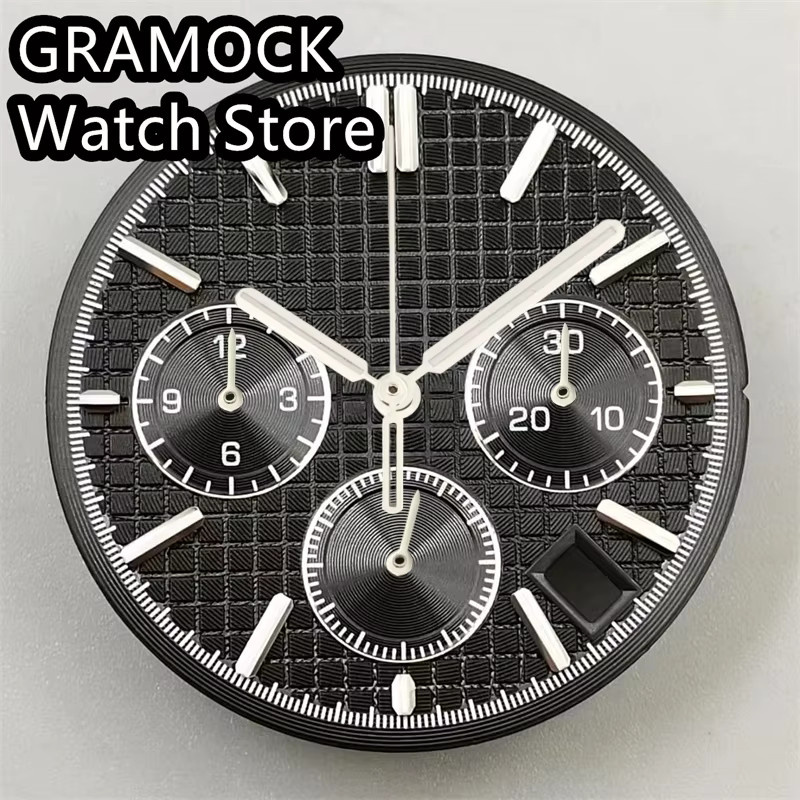 Gramock Zifferblatt Zeiger Set, grün leuchtend, für VK63 Quarz Werk, 31,5 mm - Bild 3