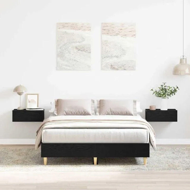 Modernes Bettgestell aus Holzwerkstoff von Vidaxl in Schwarz, B/T/H: 120 x 190 cm - Bild 1
