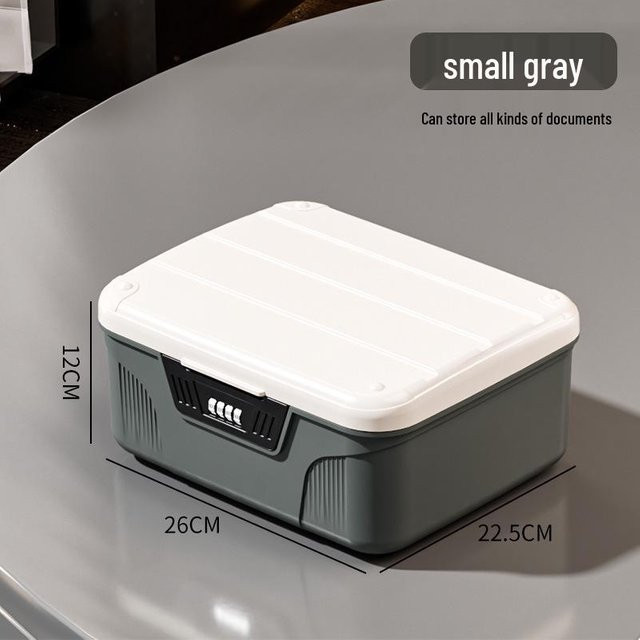 HomeHarmony Abschließbare Passwort-Aufbewahrungsbox für Wertsachen und Dokumente aus Kunststoff, Grau, B/T/H: 26,0 x 12,0 x 12,0 cm - Bild 1