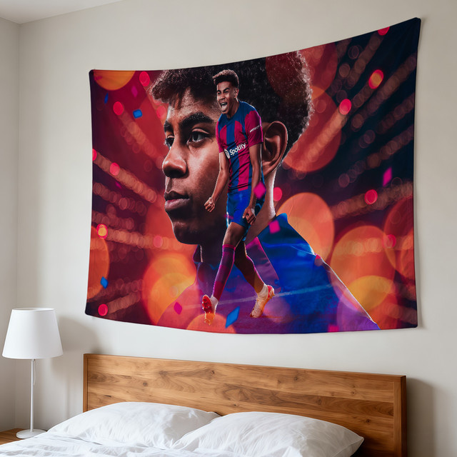 Fußball-Flagge Lamine Yamal Banner in Mehrfarbig für Außenbereich und Innenbereich, B/H: 60 x 40 cm - Bild 1