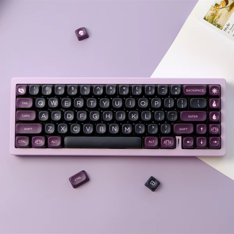GMK Schwarzer Lotus PBT Keycaps Set im MOA Profil für mechanische Tastaturen in Schwarz - Bild 1