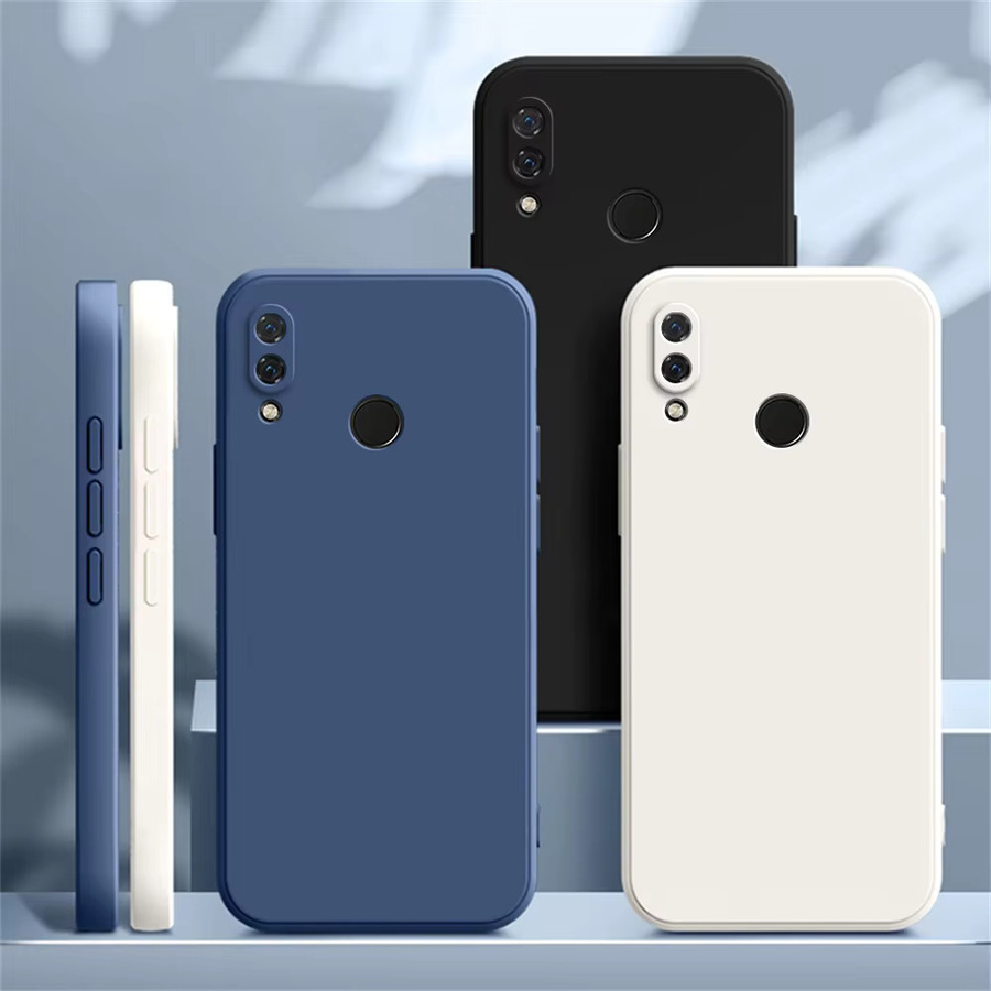 Luxus Silikon Handyhülle für Xiaomi Redmi Note 7 8 9 Pro in Schwarz Matt Quadratisch - Bild 1