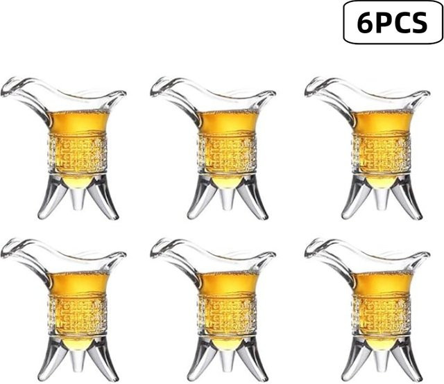 6er-Set Retro Schnapsgläser aus Klarglas für Tequila und Whisky, transparent - Bild 1