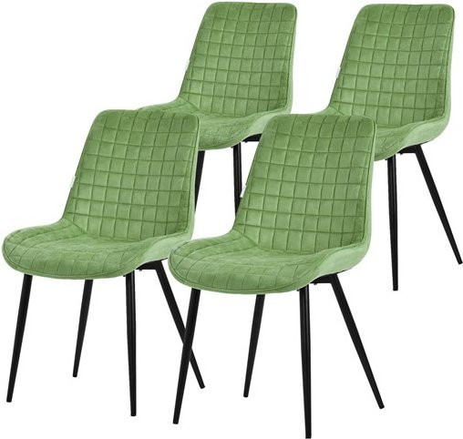 ML-Design Esszimmerstuhl 4er Set in Salbei mit Samtbezug und Stahlbeinen - Bild 1