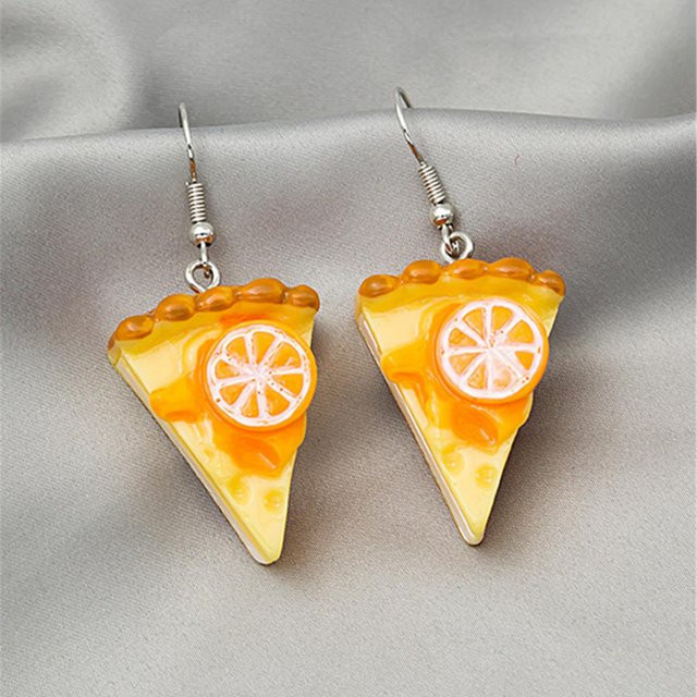 Ohrringe Orangen-Mousse-Kuchen-Motiv, Kunstharz, Messing, Damen, Schwarz - Bild 1