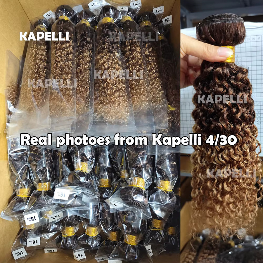 Kapelli Echthaar-Bündel Kinky Curly Ombre Blonde, 100% Jungfräuliches Rohes Haar - Bild 5