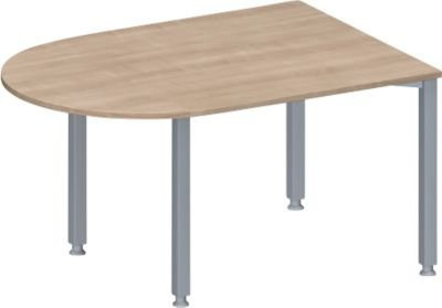 Schäfer Shop Genius Konferenztisch MODENA FLEX Halbkreis in Eiche Dekor und Weißaluminium, B: 140 cm, T: 100 cm, H: 72-84 cm - Bild 1