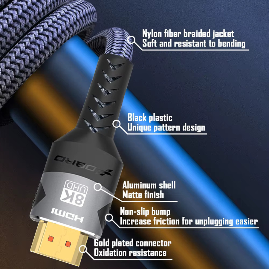 Highwings Ultra High Speed HDMI Kabel mit 48 Gbit/s, geflochtenes 8K@60Hz und 4K@120Hz Kabel für PS5, Roku TV und Blu-ray - Bild 3