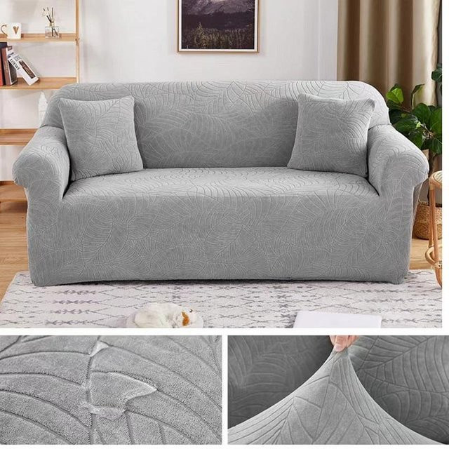DZQ Jacquard-Sofabezug aus Polyester, elastischer Ecksofabezug für 1-Sitzer, Breite: 90-140 cm, Farben: Grau, Beige, Blau - Bild 1