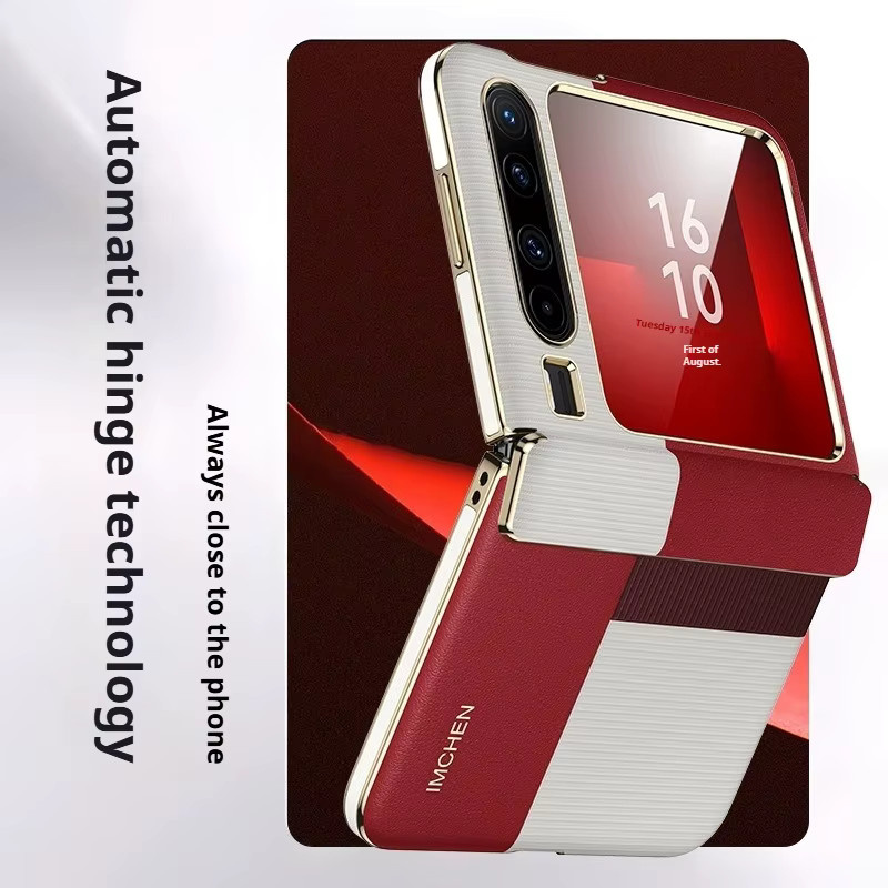 Premium Lederhülle für Huawei Pura X in Rot mit umfassendem Zentralachsschutz - Bild 3