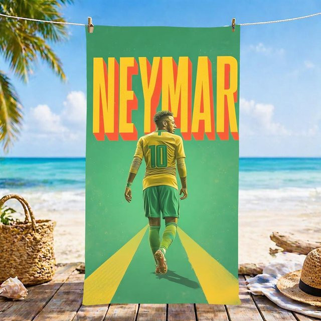 N-Neymar Jr Mikrofaser Strandhandtuch von JMG Household Supplies, schnelltrocknend und sandfrei, multicolour, B: 60 cm, H: 35 cm - Bild 1