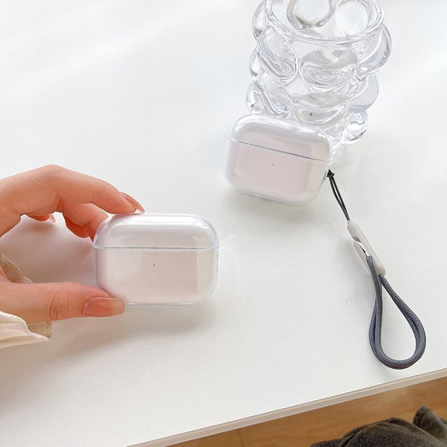 Transparente TPU-Schutzhülle mit Trageband für Apple AirPods Pro 2. Generation in Transparent und Grau - Bild 1