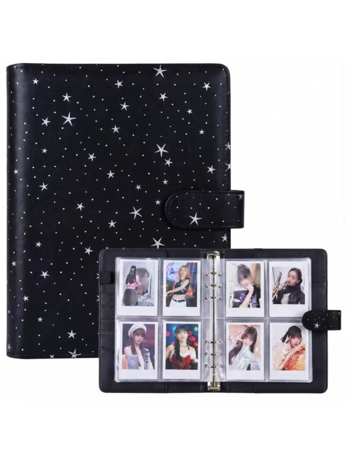 Koreanisches Star Sparkle A5 Fotoalbum mit 4 Fächern für 3-Zoll Fotokarten in Beige - Bild 4