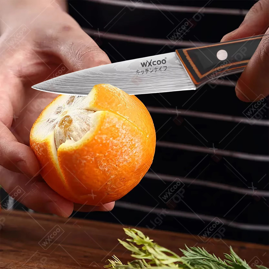 WXCOO Santoku-Messer aus Edelstahl mit Holzgriff, Japanisches Chefmesser, Silber, 17,78 cm - Bild 3