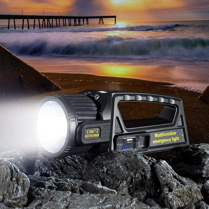 ESMARTER P50 Solar-LED-Taschenlampe, tragbarer USB-aufladbarer Suchscheinwerfer, wasserdicht, Schwarz - Bild 3