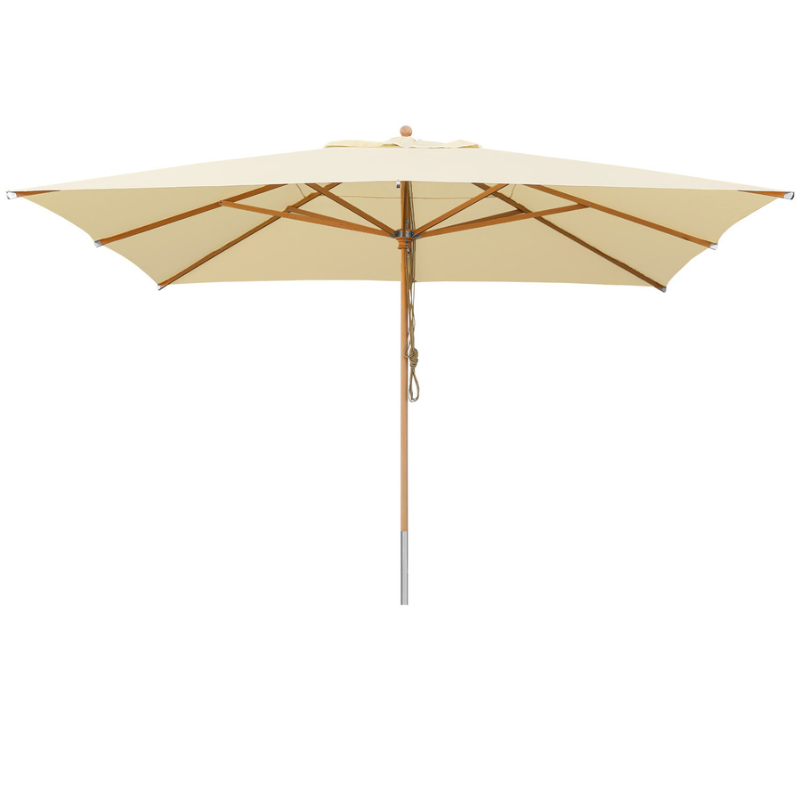 Anndora Sonnenschirm Natural eckig mit Buche-Holzgestell und UV-Schutz, Farbe: Beige/Braun, B/T: 400 x 400 cm - Bild 1