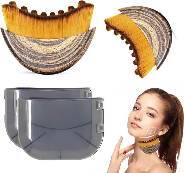 FUBEICHLY Lymphatische Gesichtsmassagebürste für Gesicht und Körper, 2er-Set, Empfindliche Haut, Unisex - Bild 1
