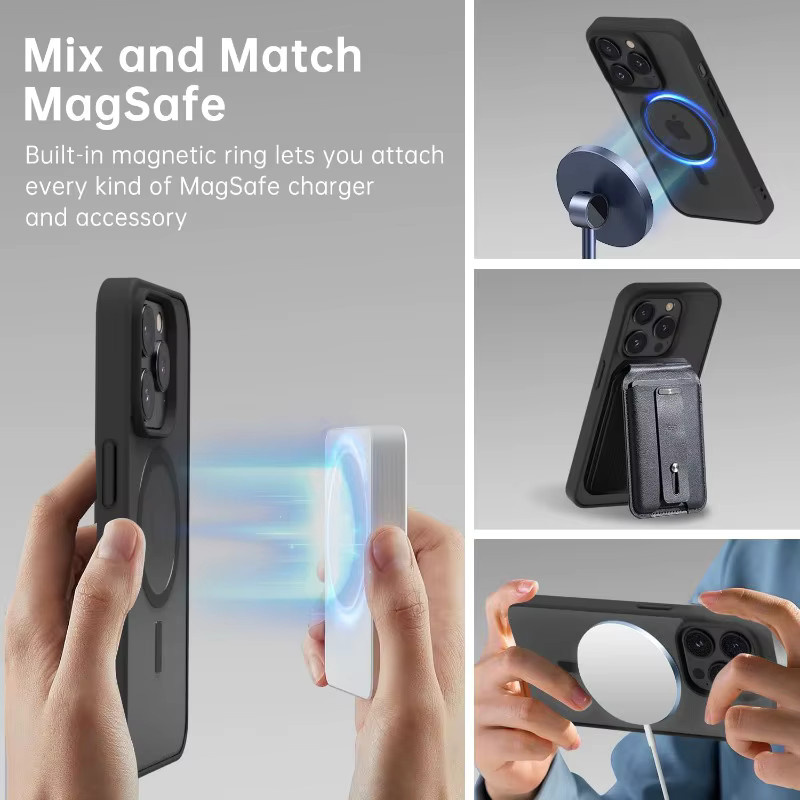 FUCHU Transparente MagSafe Magnetische Hülle für iPhone 16 17 15 14 13 12 11 Pro Max Plus Kabelloses Laden Hartschalen-Schutzhülle - Bild 4