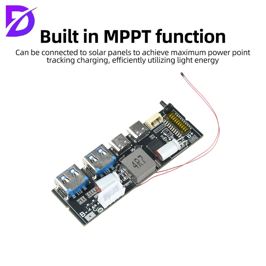 Diymore 100W PD DIY Powerbank-Modul mit TFT-Bildschirm, 3-5S bidirektionales Schnellladegerät und MPPT-Solar-Kompatibilität, Schwarz - Bild 2